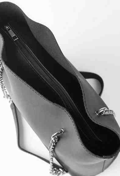 Classic Black Tote Bag with Chain Handles - Image 4